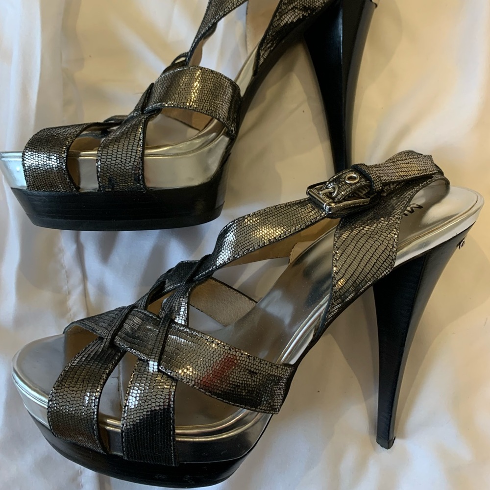 Silver and Black Michael Kors heels.